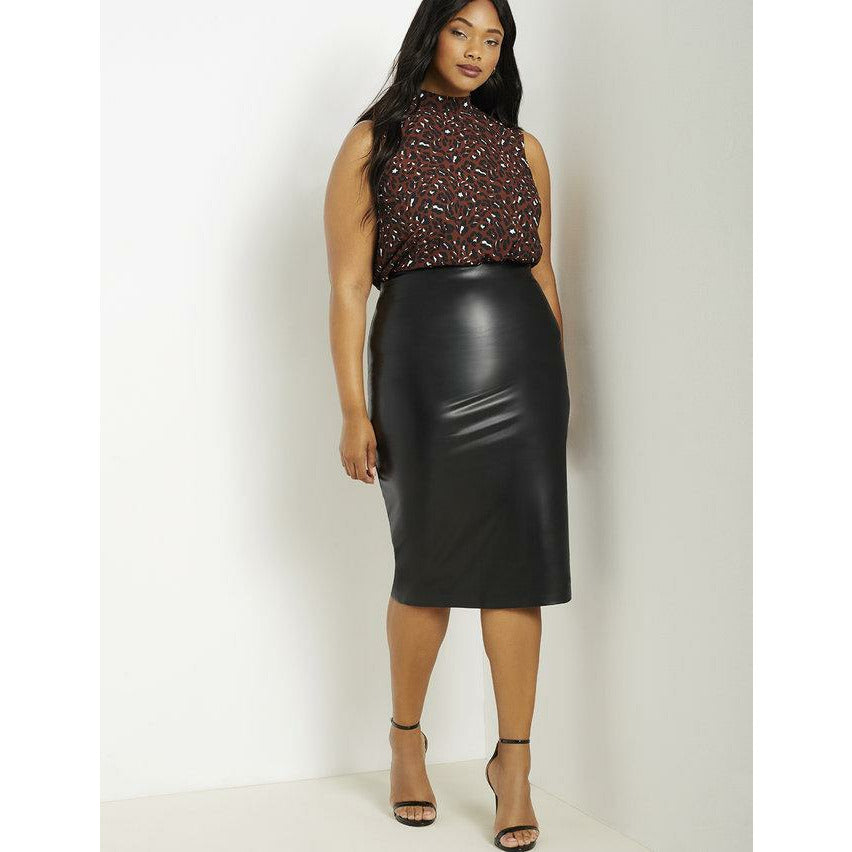 Eloquii Vegan Leather Column Skirt