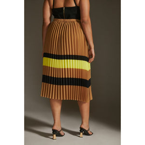Anthropologie Maeve Pleated Stripe Midi Skirt
