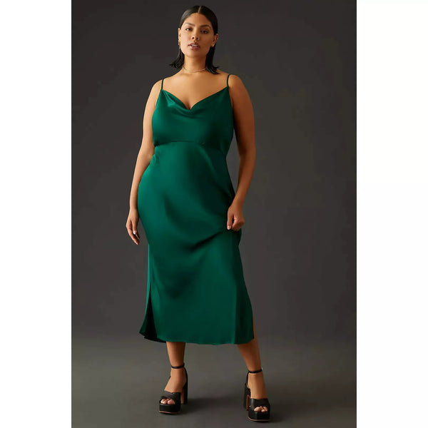 Plus size 2025 silk slip dress
