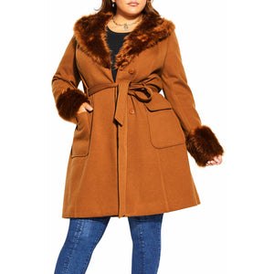 City Chic Make Me Blush Belted Coat