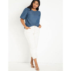 Eloquii Denim Puff Sleeve Top