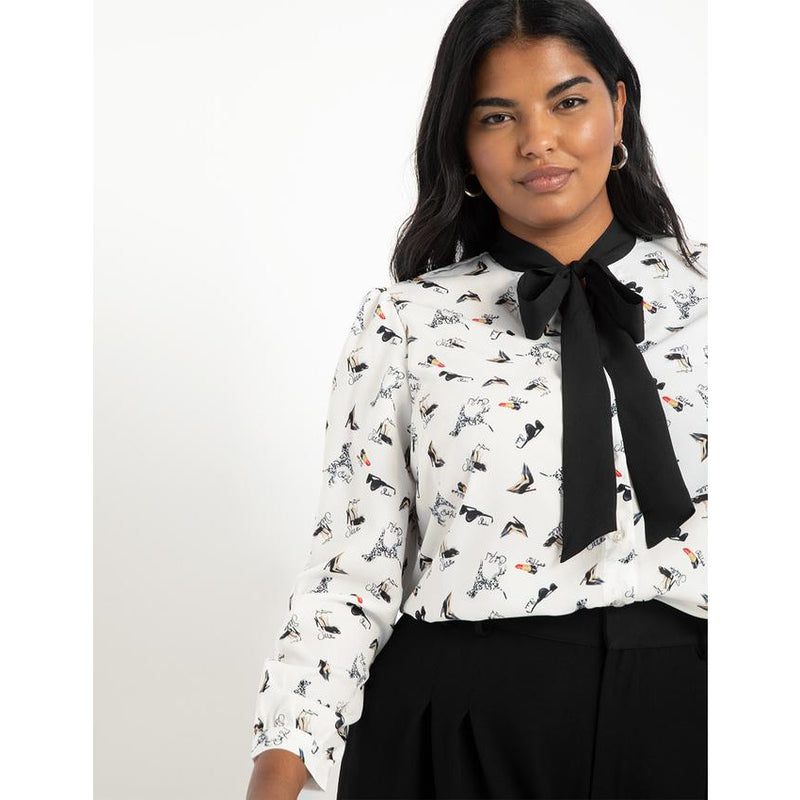 Eloquii Tie Neck Blouse