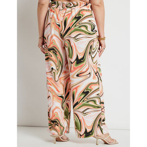 Ruffle Waist Marbled Pant