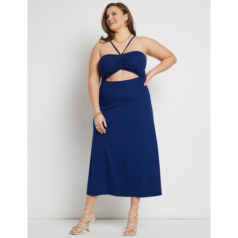Ribbed Dress With Halter Neck