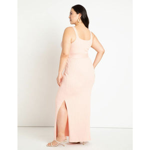 Knitted Rib Maxi Dress With Belt