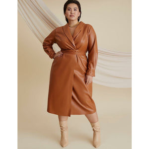 Eloquii Shawl Collar Vegan Leather Dress