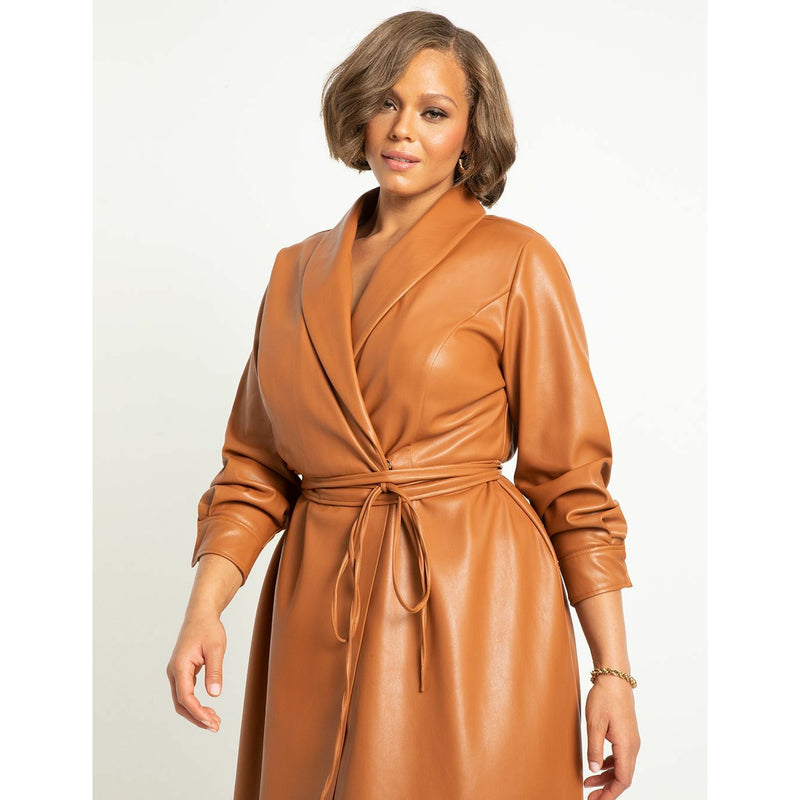 Eloquii Shawl Collar Vegan Leather Dress