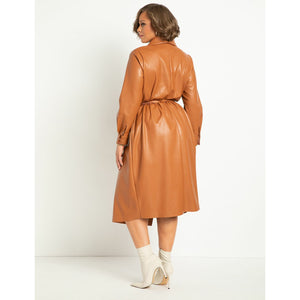 Eloquii Shawl Collar Vegan Leather Dress