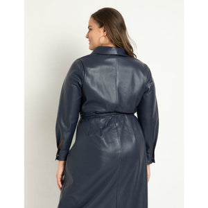 Eloquii Shawl Collar Vegan Leather Dress