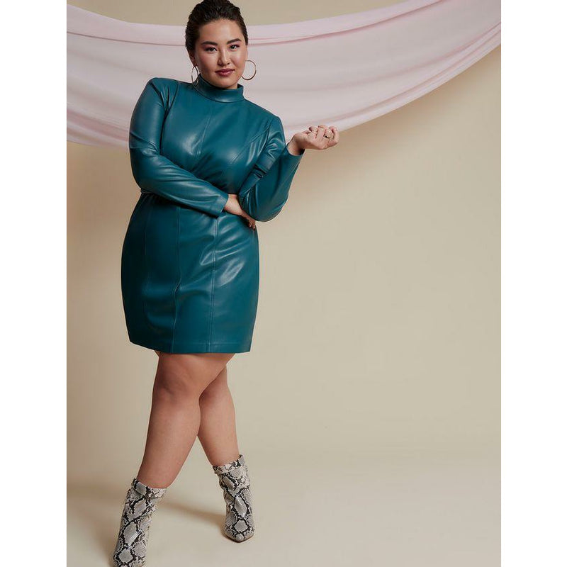 Leather turtleneck dress outlet