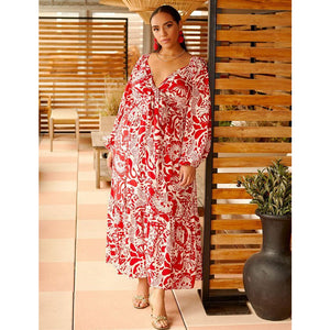 Wrap Bodice Maxi Dress With Slit