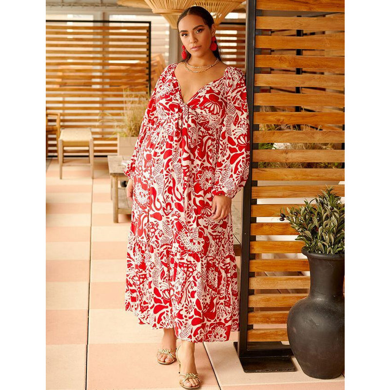 Wrap Bodice Maxi Dress With Slit