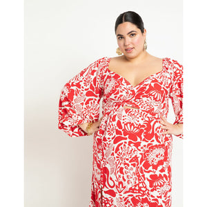 Wrap Bodice Maxi Dress With Slit