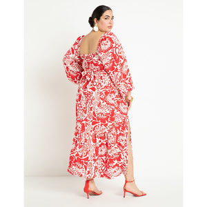 Wrap Bodice Maxi Dress With Slit