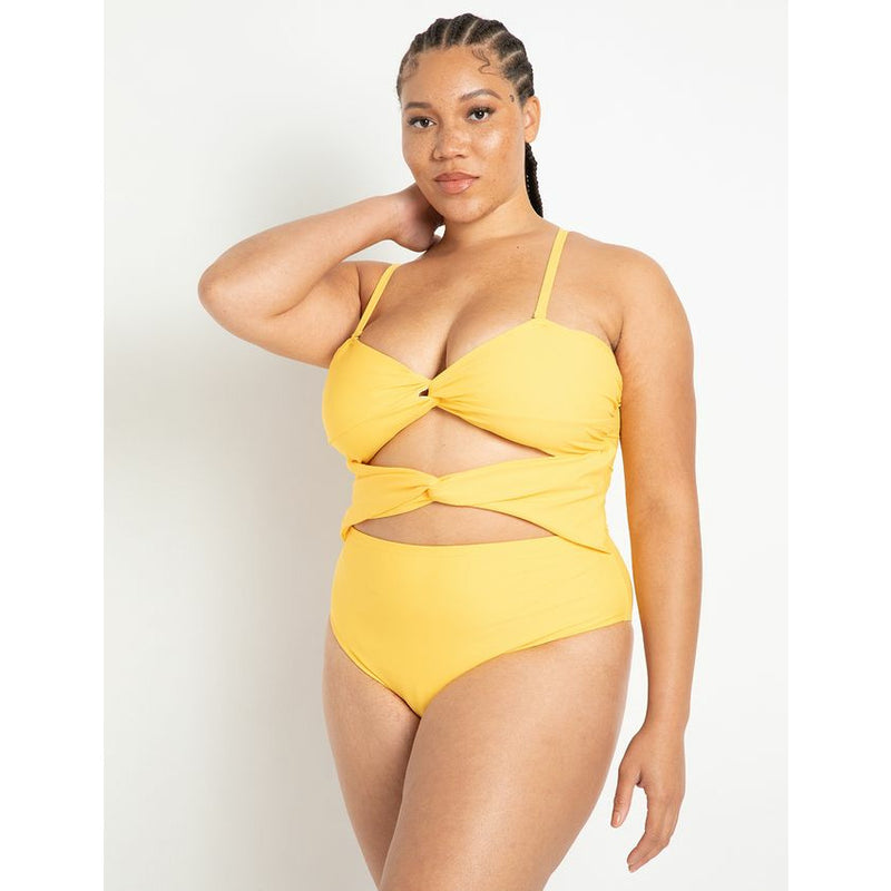 Eloquii Knot Front Cutout Swimsuit