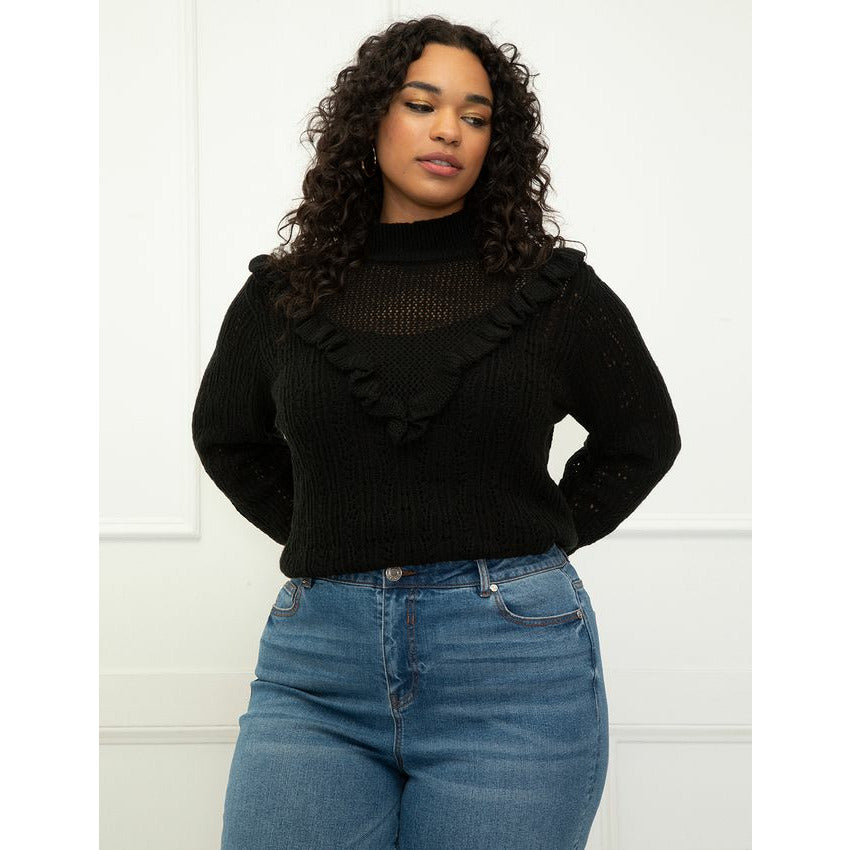 Ruffle Yoke Sweater The Curvy Shop