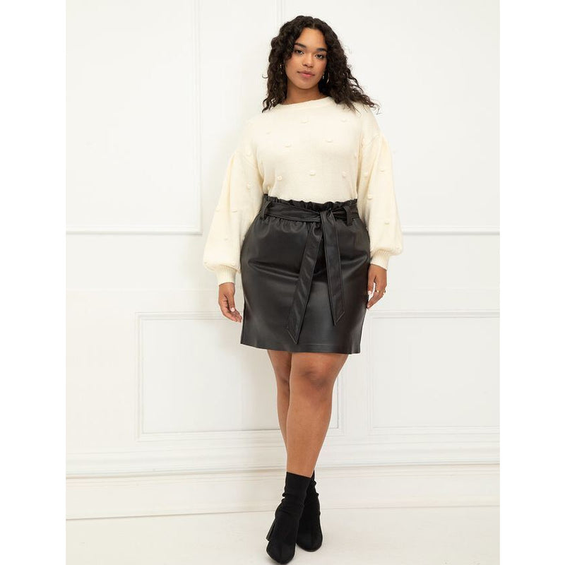 Faux Leather Mini Skirt with Tie