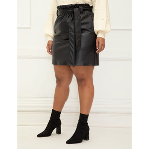 Faux Leather Mini Skirt with Tie