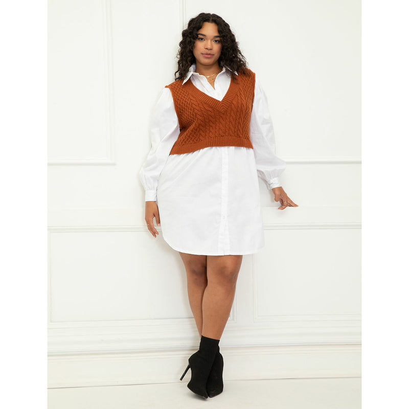 Shirt Dress with Sweater Vest – The Curvy Shop
