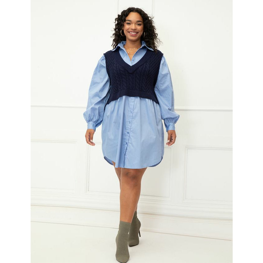Shirt Dress with Sweater Vest – The Curvy Shop