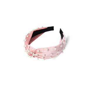 Pink Velvet Pearl Headband