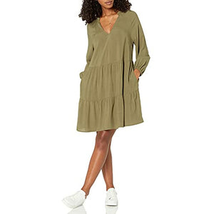 The Drop Ruffle-Neck Tiered Mini Dress