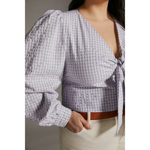 Anthropologie Maeve Cropped Gingham Blouse