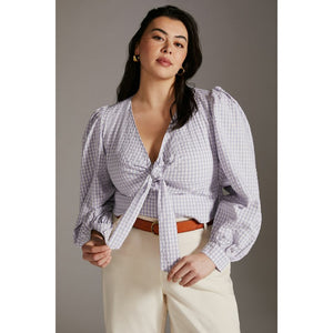 Anthropologie Maeve Cropped Gingham Blouse