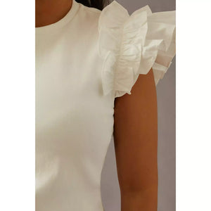 By Anthropologie Woven Ruffle Top