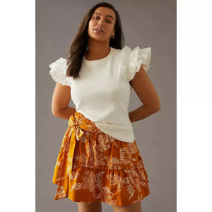 By Anthropologie Woven Ruffle Top