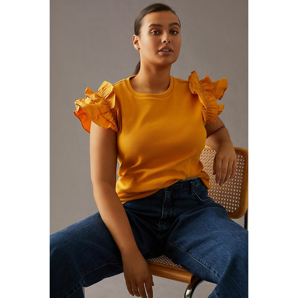 By Anthropologie Woven Ruffle Top