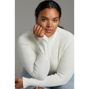 Anthropologie Maeve Button-Sleeve Turtleneck