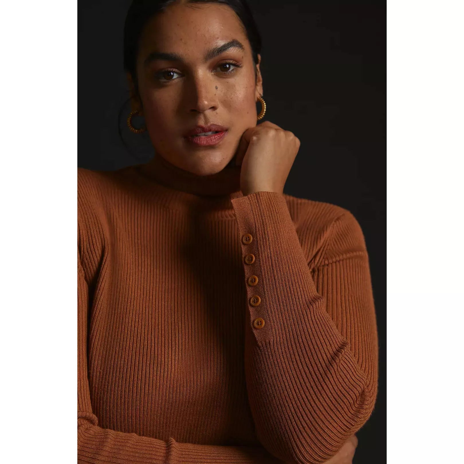 Anthropologie Maeve Button Sleeve Turtleneck The Curvy Shop