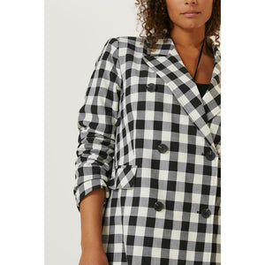 Anthropologie Double-Breasted Gingham Blazer