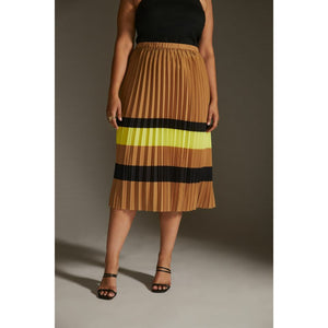 Anthropologie Maeve Pleated Stripe Midi Skirt