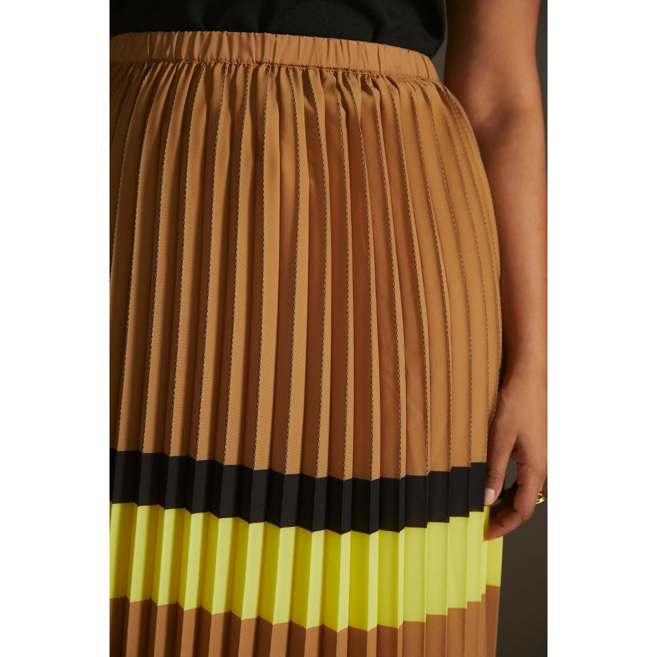 Anthropologie Maeve Pleated Stripe Midi Skirt