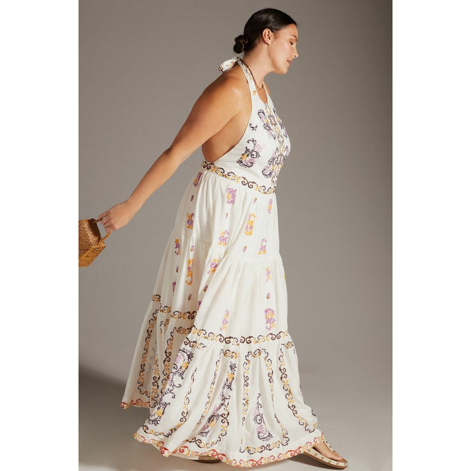 Anthropologie Medallion Halter Maxi Dress