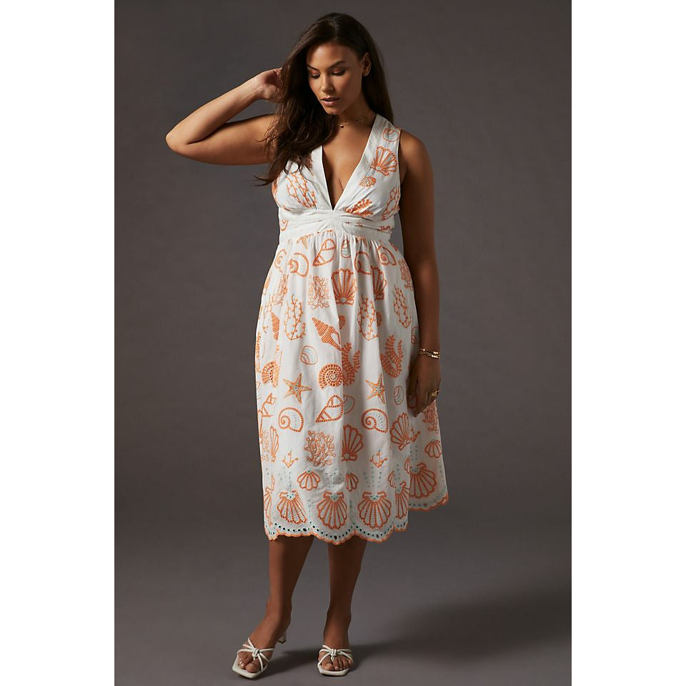 Maeve Embroidered Shell Midi Sundress