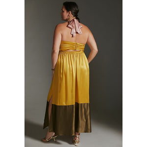 Silk Colorblocked Maxi Dress