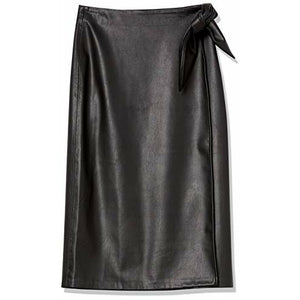 The Drop Manon Faux Leather Wrap Front Midi Skirt