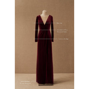 jenny yoo ryland velvet maxi dress Jenny Yoo Ryland V-Neck Long-Sleeve Open-Back Velvet Gown By Jenny Yoo in Pink Size 4, Anthropologie (Jan 2023)