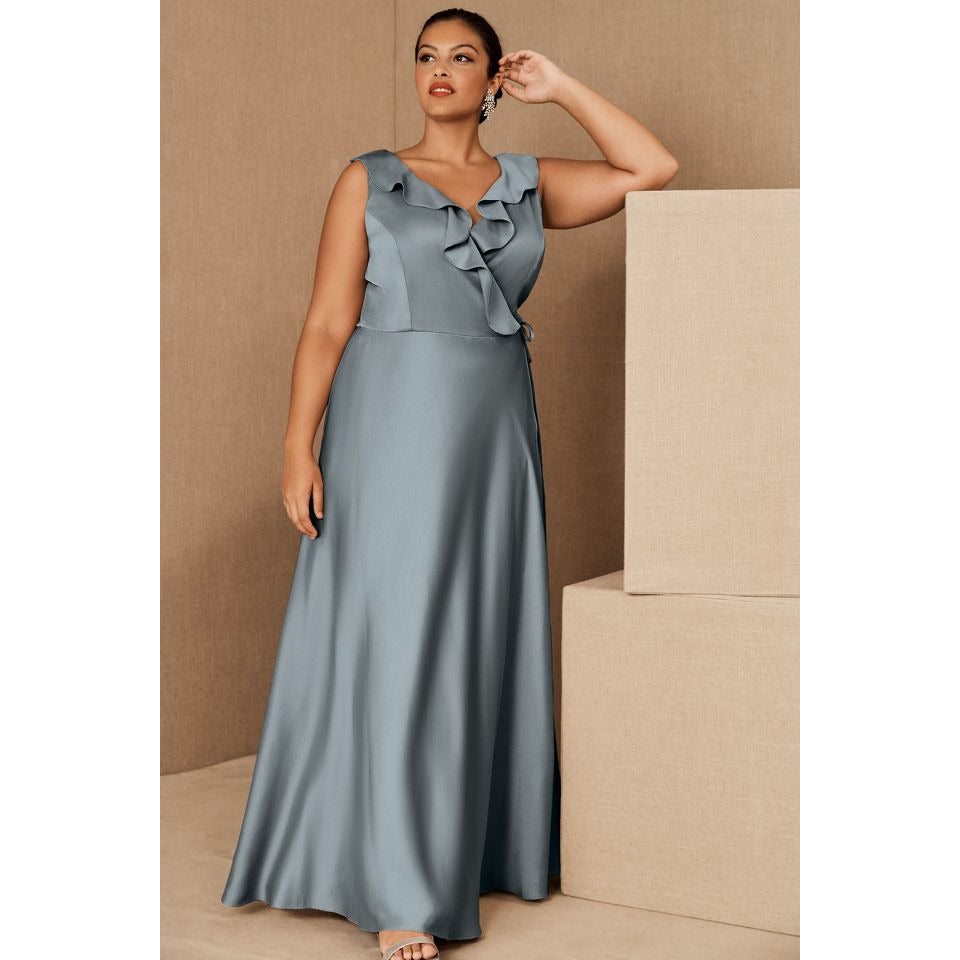 Anthropologie Tansy Satin Charmeuse Maxi Dress The Curvy Shop