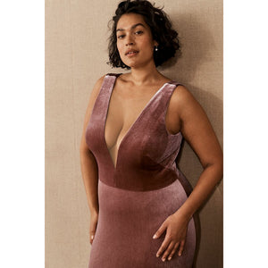 jenny yoo logan velvet maxi dress Jenny Yoo Logan Deep-V Velvet Column Gown