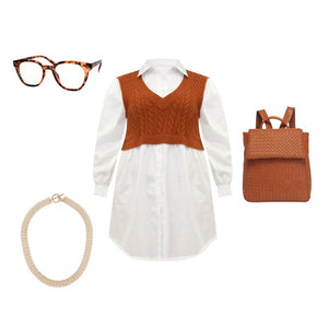 Shirt Dress with Sweater Vest