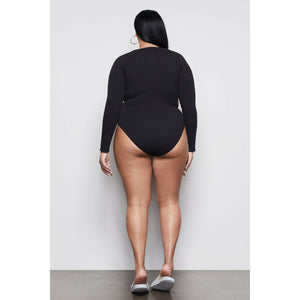 Good American | The Feel Good Long Sleeve Bodysuit | BLACK001