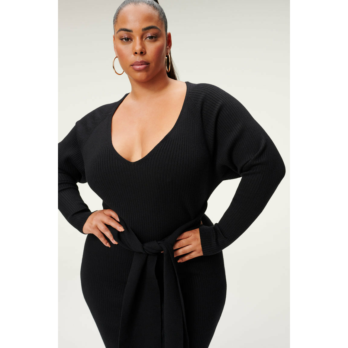 Good American LS Belted Body Dress