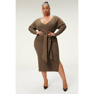 Good American LS Belted Body Dress