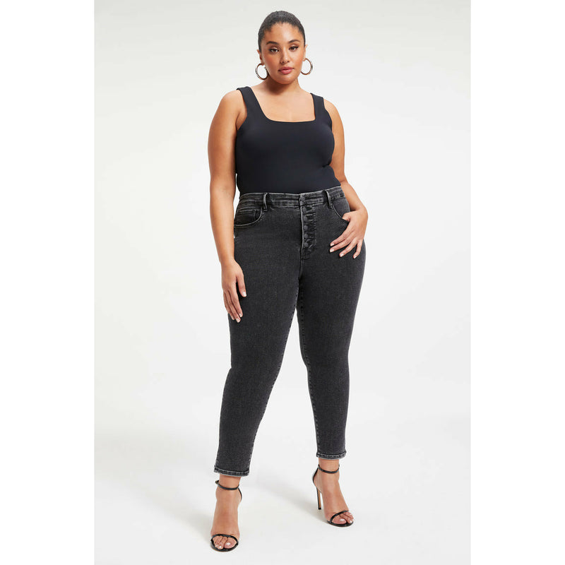 Good American Good Legs Crop w/ Mini Slit BLACK261 Wash – The