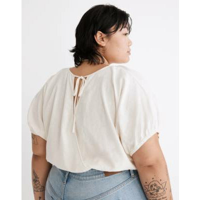 Linen-Blend Michele Bubble Top