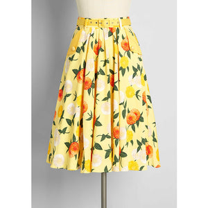 ModCloth Through Fields of Marigold Belted Swing Skirt